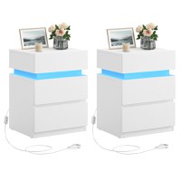 Set 2 buc. Noptiere Vasagle Alb 40x35x55 cm - 2