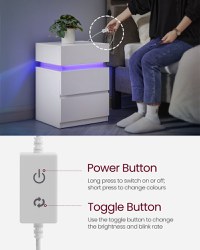 Set 2 buc. Noptiere Vasagle Alb 40x35x55 cm - 7