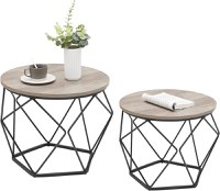 Set 2 masute laterale, Vasagle, Gri-Negru, 50x50x40 cm - 2