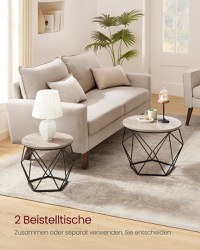 Set 2 masute laterale, Vasagle, Gri-Negru, 50x50x40 cm - 4