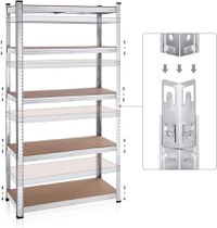 Set 2 Rafturi, Songmics, 5 rafturi, 180 x 90 x 40 cm, Silver, GLR040E02 - 8