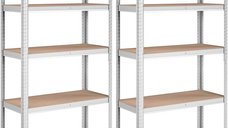 Set 2 Rafturi Songmics GLR040E02, 5 Rafturi, Dimensiuni 180 x 90 x 40 cm, Culoare Silver
