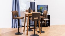 Set 2 scaune de bar Sylvia, maro si negru mat, 115 x 41.5 x 52 cm