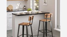 Set 2 scaune de bar, Vasagle, Maro-Negru, 102.2×45.4×45.4 cm