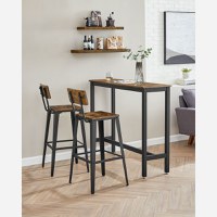 Set 2 scaune de bar, Vasagle, Maro-Negru, 102.2×45.4×45.4 cm - 3