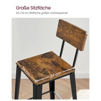 Set 2 scaune de bar, Vasagle, Maro-Negru, 102.2×45.4×45.4 cm - 5