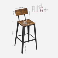 Set 2 scaune de bar, Vasagle, Maro-Negru, 102.2×45.4×45.4 cm - 7