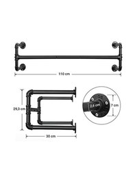 Set 2 sine de haine montaj perete, Songmics, 110 x 30 x 29.3 cm, HSR64BK-02 Negru - 4