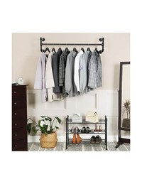 Set 2 sine de haine montaj perete, Songmics, 110 x 30 x 29.3 cm, HSR64BK-02 Negru - 7