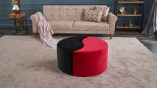 Set 2 tabureti Alis Puf Negru 80x40x80 cm