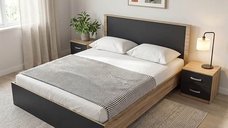 Set 3 buc. dormitor cadru pat si noptiere, Athos, Antracit-Stejar, 170x206.5x96 cm