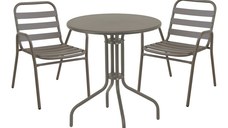 Set 3 buc masă și scaune de grădină Sussie-Vergo Argintiu 60x60x70 cm