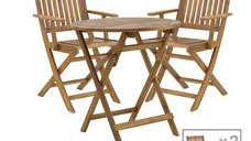 Set 3 buc masă și scaune pliabile pliabile de grădină Recofly-Carpuva Maro 70x70x74 cm