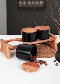 Set 3 cutii de depozitare alimente ST040803F956A000000MAPS700, Negru mat - 1