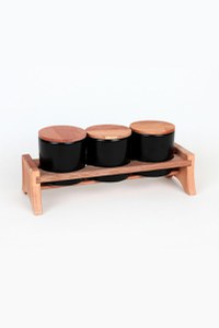 Set 3 cutii de depozitare alimente ST040803F956A000000MAPS700, Negru mat - 3