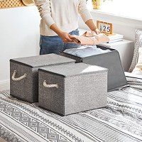 Set 3 cutii de depozitare, Songmics, Gri, 38x25x25 cm - 1