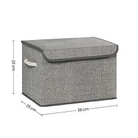 Set 3 cutii de depozitare, Songmics, Gri, 38x25x25 cm - 5
