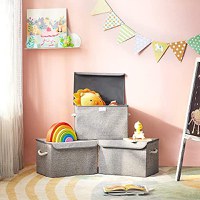 Set 3 cutii de depozitare, Songmics, Gri, 38x25x25 cm - 7