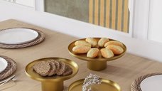 Set 3 platouri decorative metalice GED-007 Auriu 25.5x25.5x9 cm