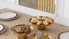 Set 3 platouri decorative metalice GED-007 Auriu 25.5x25.5x9 cm