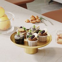 Set 3 platouri decorative metalice GED-007 Auriu 25.5x25.5x9 cm - 2