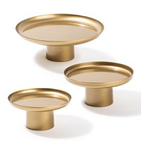 Set 3 platouri decorative metalice GED-007 Auriu 25.5x25.5x9 cm - 5