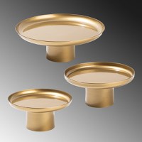 Set 3 platouri decorative metalice GED-007 Auriu 25.5x25.5x9 cm - 6