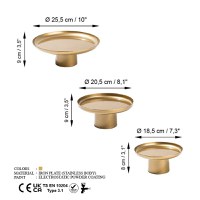 Set 3 platouri decorative metalice GED-007 Auriu 25.5x25.5x9 cm - 7