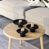 Set 3 platouri decorative metalice GED-007 Negru 25.5x25.5x9 cm - 1