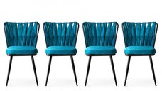 Set 4 Scaune Kusaklı Negru-Blue