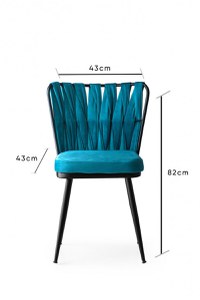 Set 4 Scaune Kusaklı Negru-Blue - 7