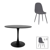 Set 5 masa si scaune Bella-Balou Antracit 120x120x88 cm - 1