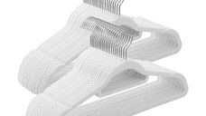 Set 50 de umerase din catifea, Songmics, 43.5 cm, CRF020W02, Alb