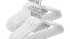Set 50 de umerase din catifea, Songmics, 43.5 cm, CRF020W02, Alb