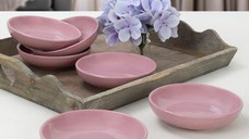 Set boluri de sos din ceramica (6 bucati) Mayd100 Roz 13x13x3.3 cm