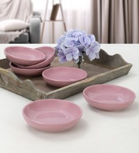 Set boluri de sos din ceramica (6 bucati) Mayd100 Roz 13x13x3.3 cm - 1