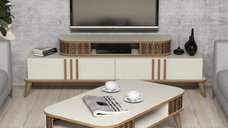 Set Comoda TV si Masuta de Cafea Living Eylül Cream