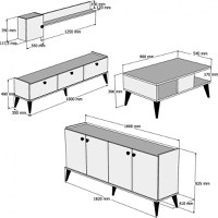 Set Complet Living Lidya 2 Walnut-Marble - 5