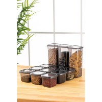 Set cutii de depozitare, 12 bucati Grid Stone Antracit 10x10x9.5 cm - 1