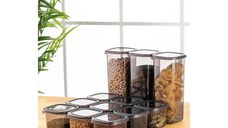Set cutii de depozitare, 12 bucati Grid Stone Antracit 10x10x9.5 cm