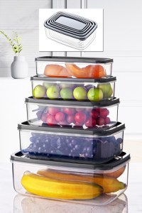 Set cutii de depozitare (5 bucati) EMBSEF05 Transparent 22.5x15x8 cm - 2
