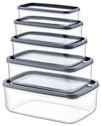 Set cutii de depozitare (5 bucati) EMBSEF05 Transparent 22.5x15x8 cm - 5