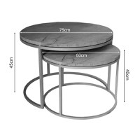 Set de 2 masute de cafea Solme marmura gri melamina metal auriu 60x60x40 cm - 3