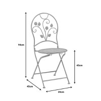 Set de 3 buc masa si scaune de gradina Abriel gri metalic antichizat 60x60x71 cm - 9