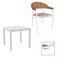 Set de 3 buc masa si scaune de gradina Kliton-Elation aluminiu alb 80x80x74 cm - 1