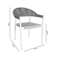 Set de 3 buc masa si scaune de gradina Kliton-Elation aluminiu alb 80x80x74 cm - 10