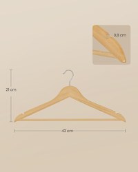 Set de 30 umerase din lemn, Songmics, Natural, 43 x 21 cm - 6