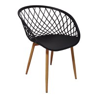 Set de 5 buc masa si scaune Ezra-Natali plastic PP-MDF culoare negru-natural 80x80x76 cm - 2