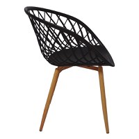 Set de 5 buc masa si scaune Ezra-Natali plastic PP-MDF culoare negru-natural 80x80x76 cm - 3