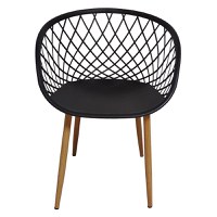 Set de 5 buc masa si scaune Ezra-Natali plastic PP-MDF culoare negru-natural 80x80x76 cm - 4